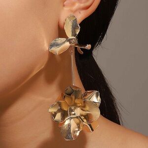 New Gold Flower Shaped Statement Earrings Anthropologie